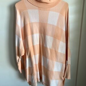 Alfani Peach and White Cowl Neck Sweater